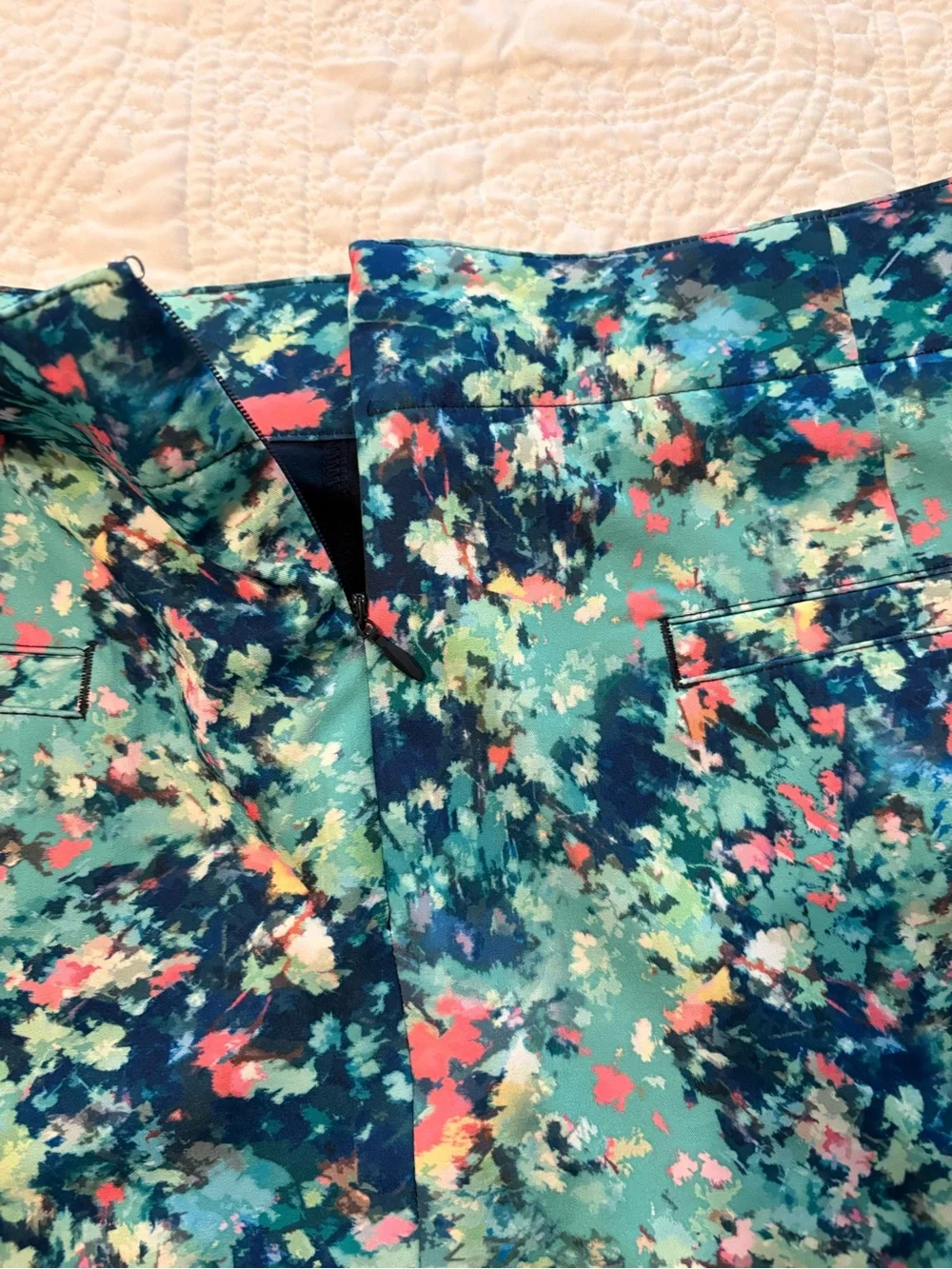 Aqua Teal Abstract Floral Golf Skort
